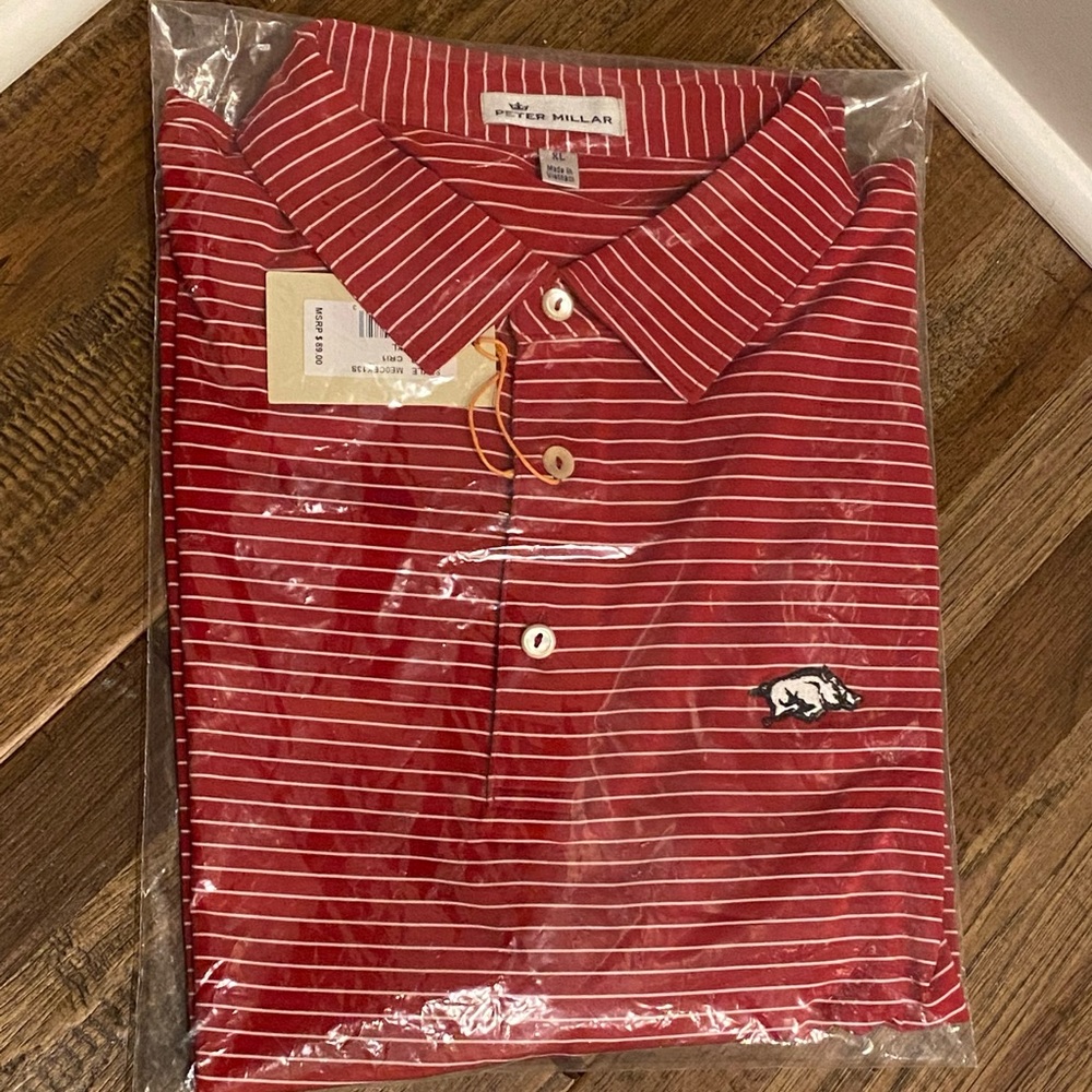 NWT Peter Millar Arkansas Razorbacks Men’s Golf Shirt XL